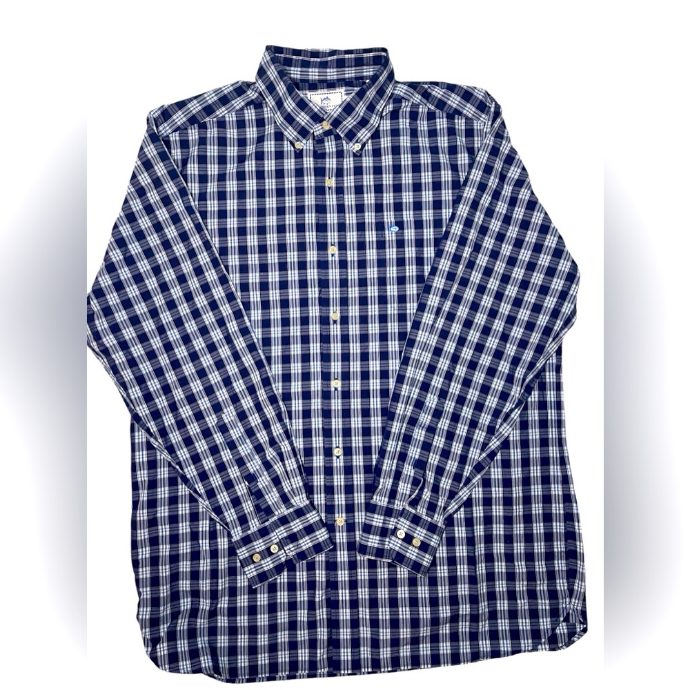 Southern Tide men’s size Large blue plaid long sleeve button down shirt 💙